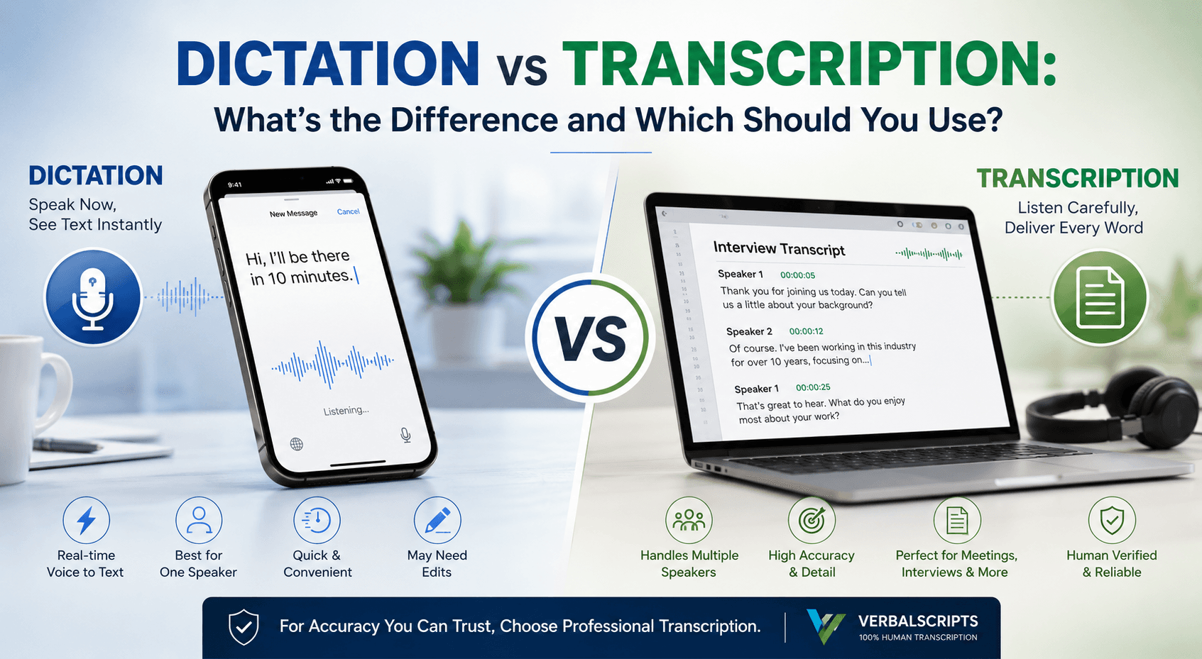 Dictation vs Transcription: What's the Difference and Which Should You Use?