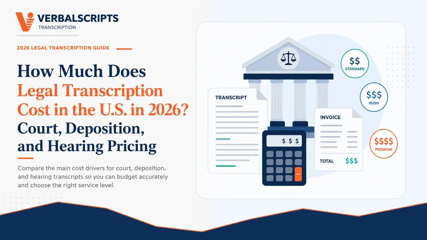 How Much Does Legal Transcription Cost in the U.S. in 2026? Court, Deposition, and Hearing Pricing