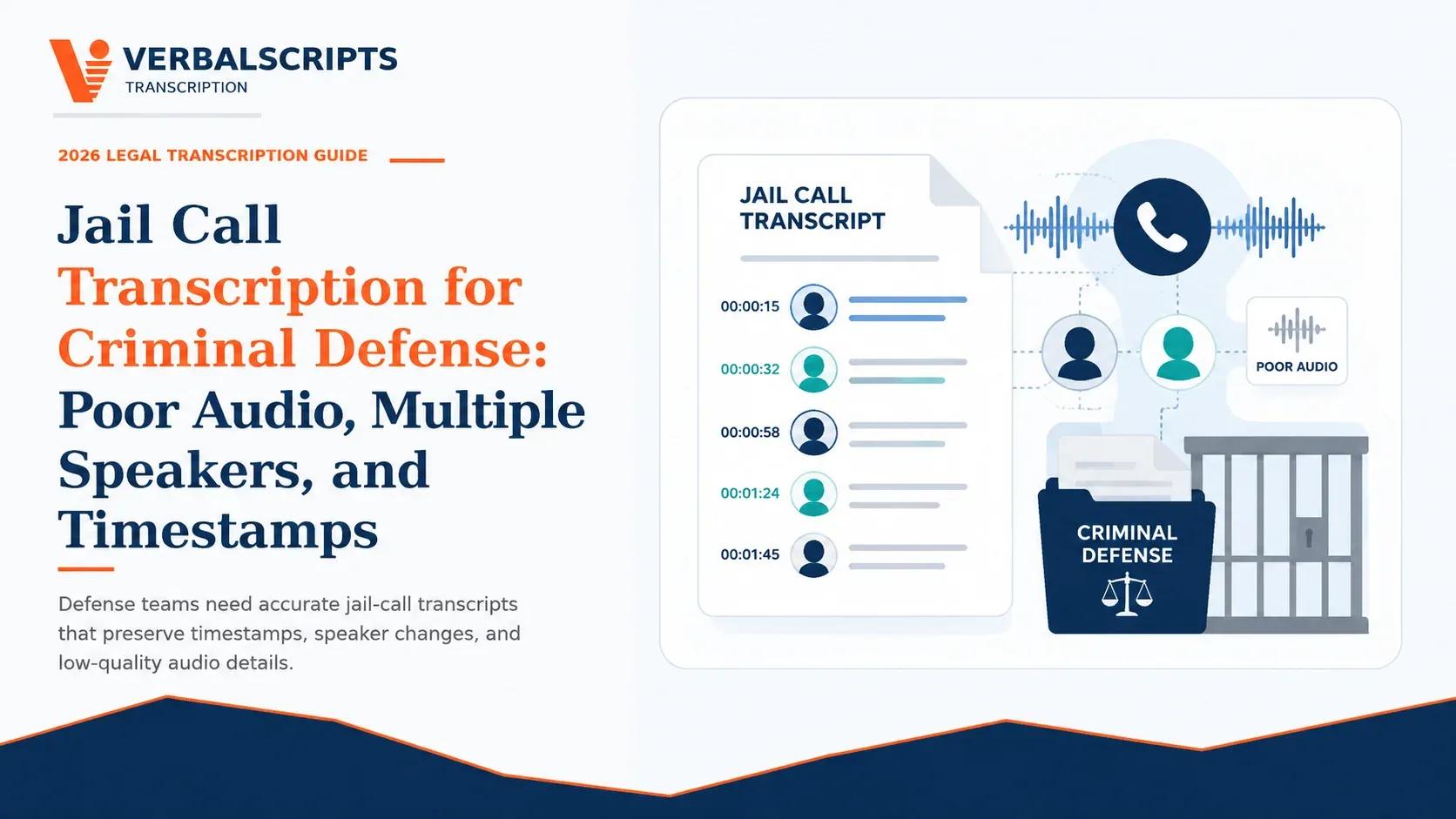 Jail Call Transcription for Criminal Defense: Poor Audio, Multiple Speakers, and Timestamps