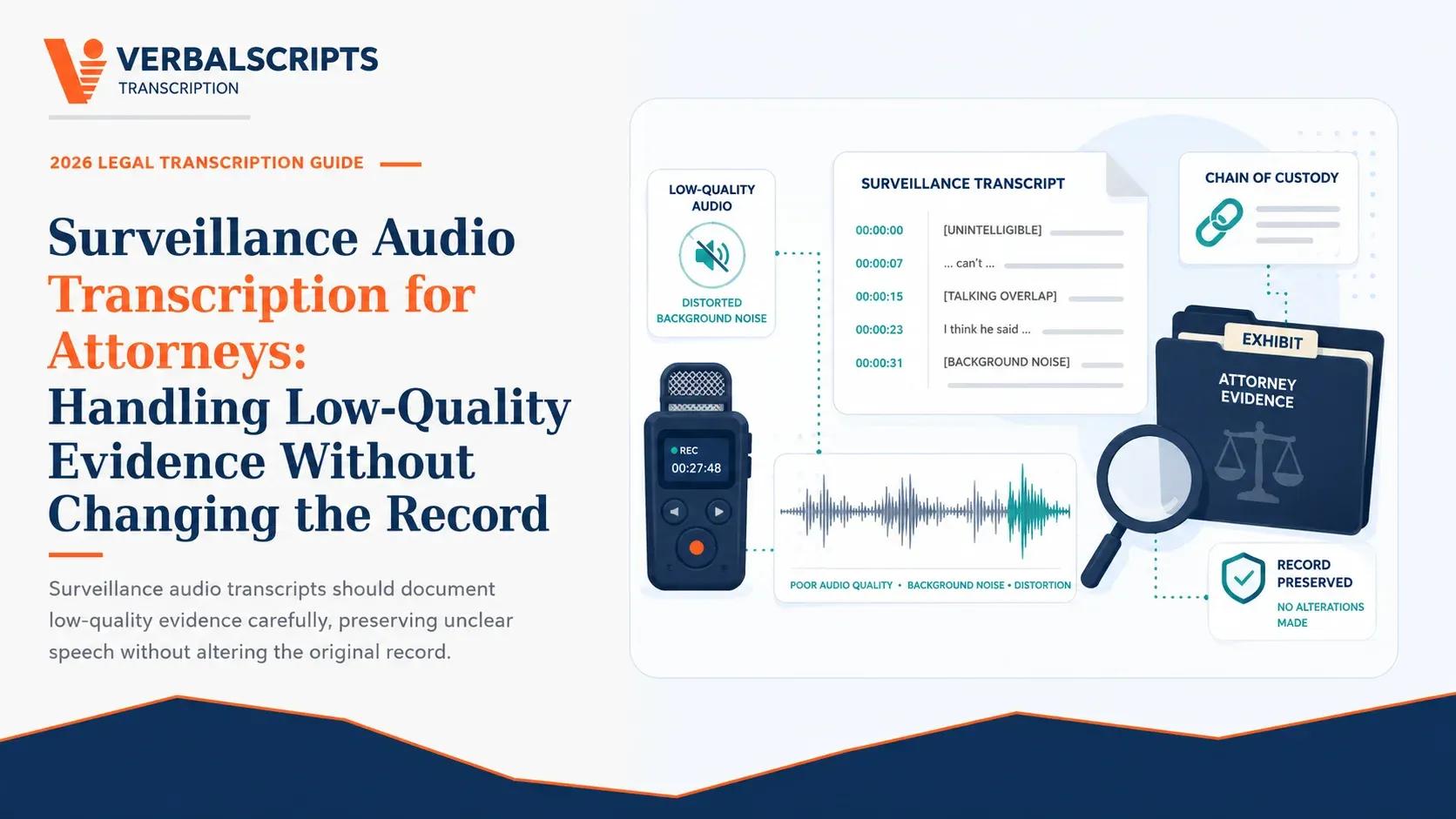 Surveillance Audio Transcription for Attorneys: Handling Low-Quality Evidence Without Changing the Record