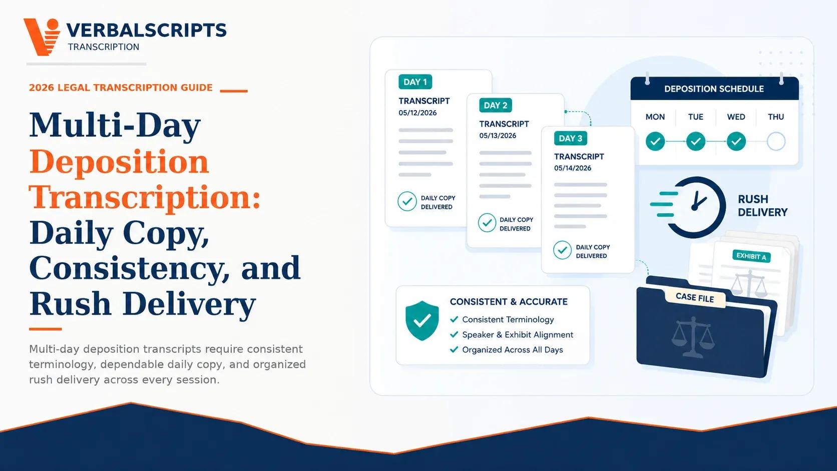 Multi-Day Deposition Transcription: Daily Copy, Consistency, and Rush Delivery