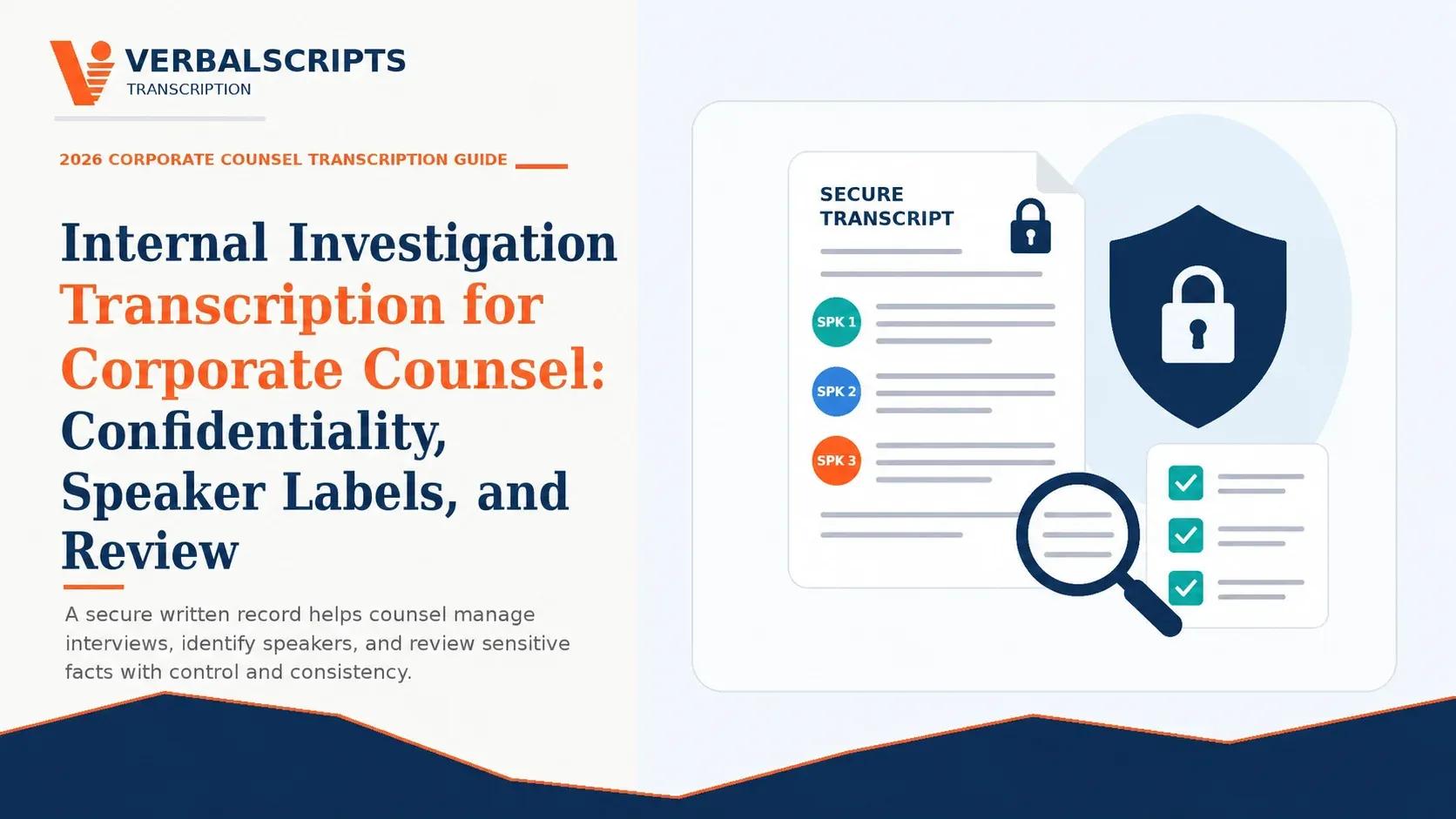 Internal Investigation Transcription for Corporate Counsel: Confidentiality, Speaker Labels, and Review