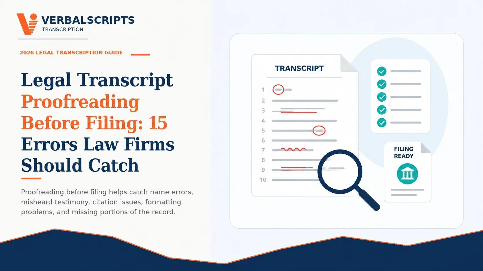 Legal Transcript Proofreading Before Filing: 15 Errors Law Firms Should Catch