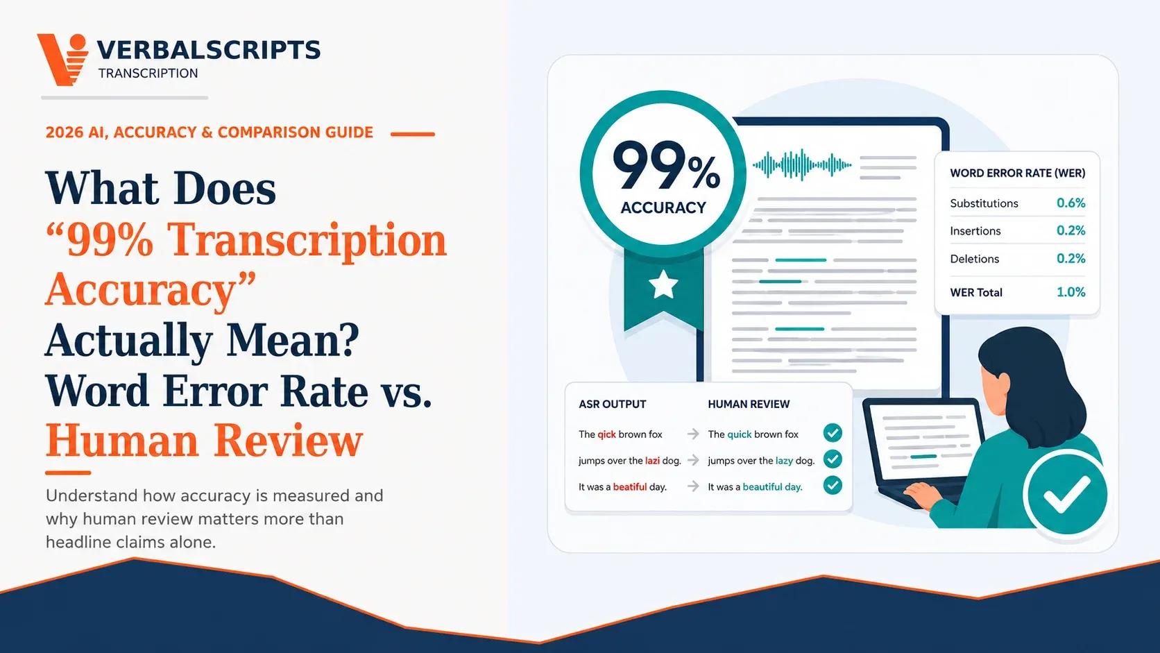 What Does “99% Transcription Accuracy” Actually Mean? Word Error Rate vs. Human Review