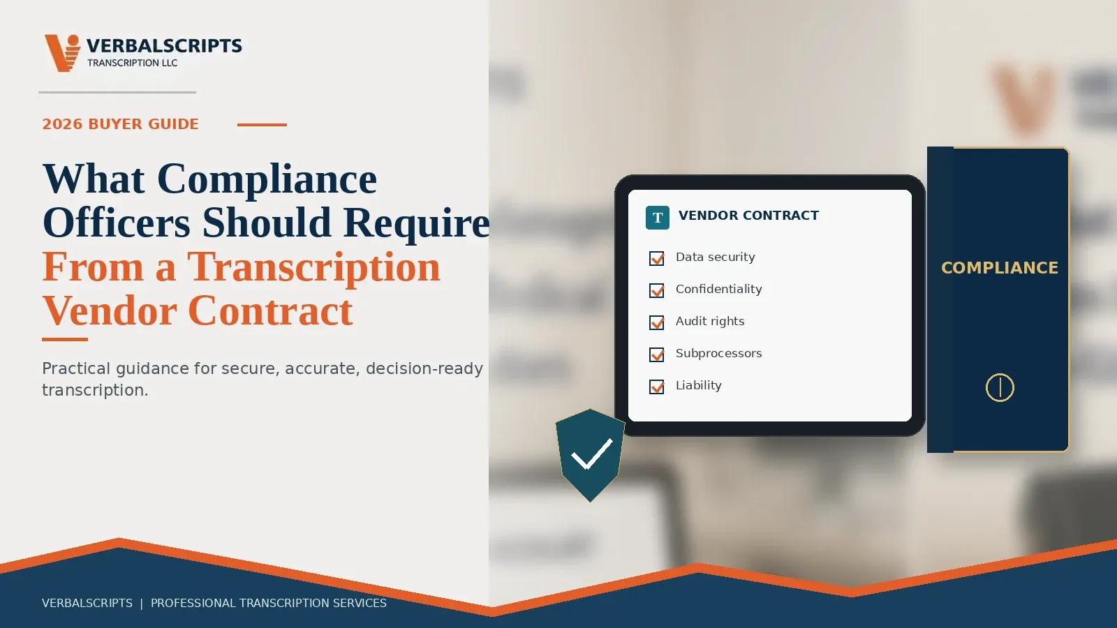 What Compliance Officers Should Require From a Transcription Vendor Contract