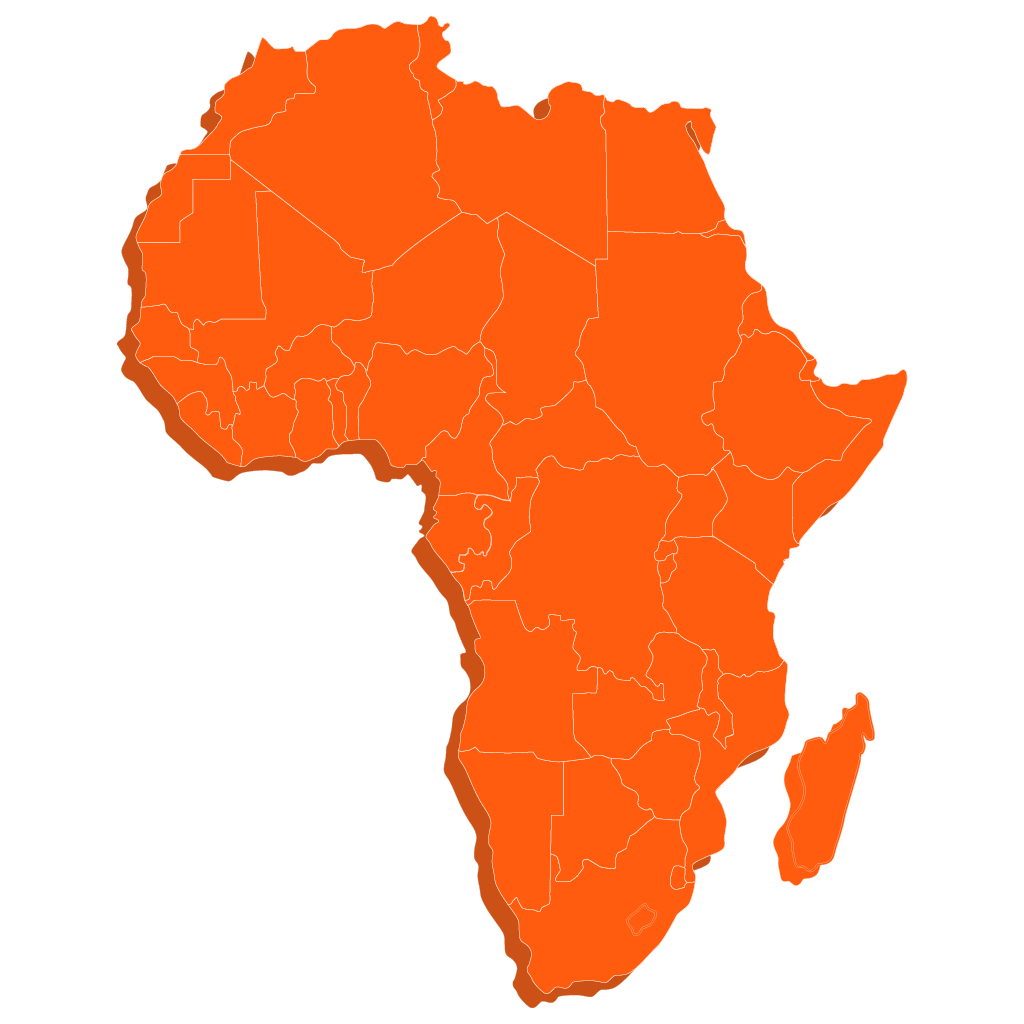 Map of Africa showing transcription service coverage